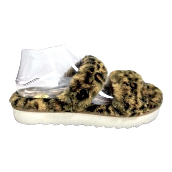 Koolaburra by UGG Animal Print Faux Fur Fuzzy Slide Slippers Size 8, NWOT - Picture 1 of 3